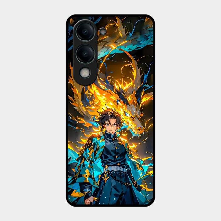 Fire Soul Tanjiro Glass Case Cover For Iqoo Z10 Lite