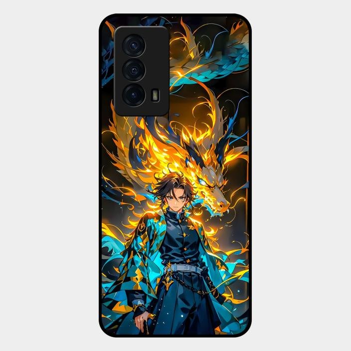 Fire Soul Tanjiro Glass Case Cover For Iqoo Z5 5G