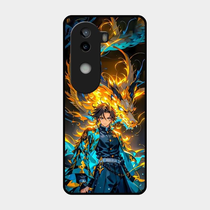 Fire Soul Tanjiro Glass Case Cover For Iqoo Z9S 5G