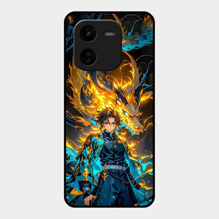 Fire Soul Tanjiro Glass Case Cover For Iqoo Z9X 5G