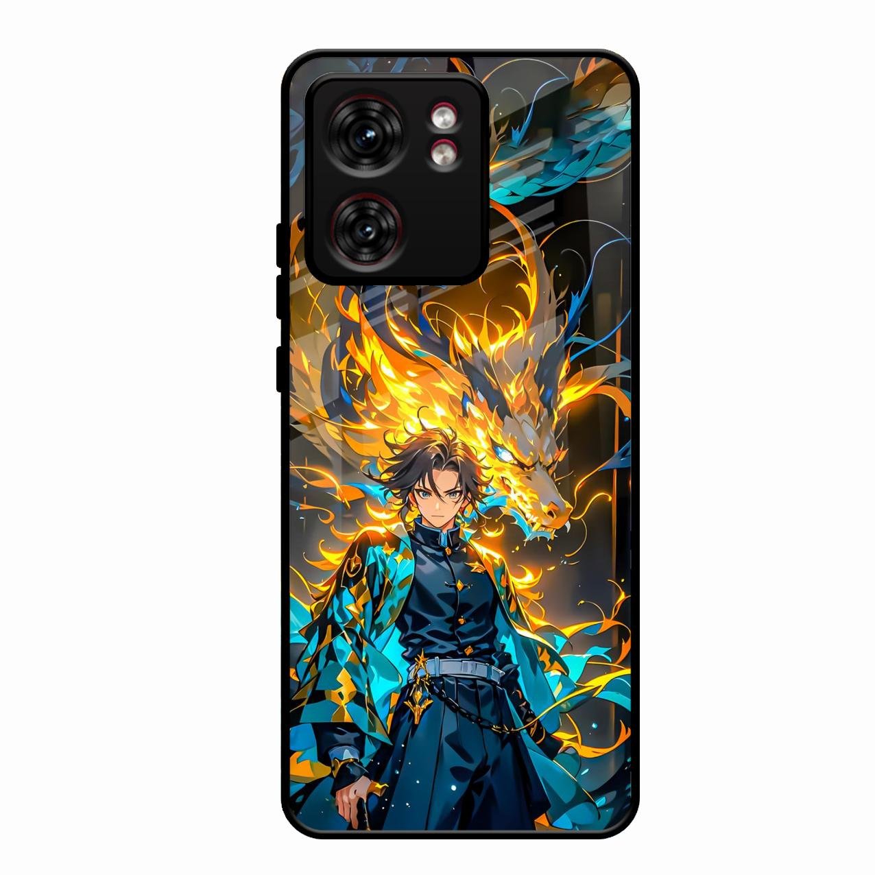 Fire Soul Tanjiro Glass Case Cover For Motorola Edge 40