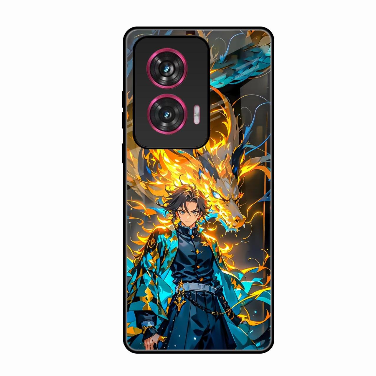 Fire Soul Tanjiro Glass Case Cover For Motorola Edge 50 Fusion 5G