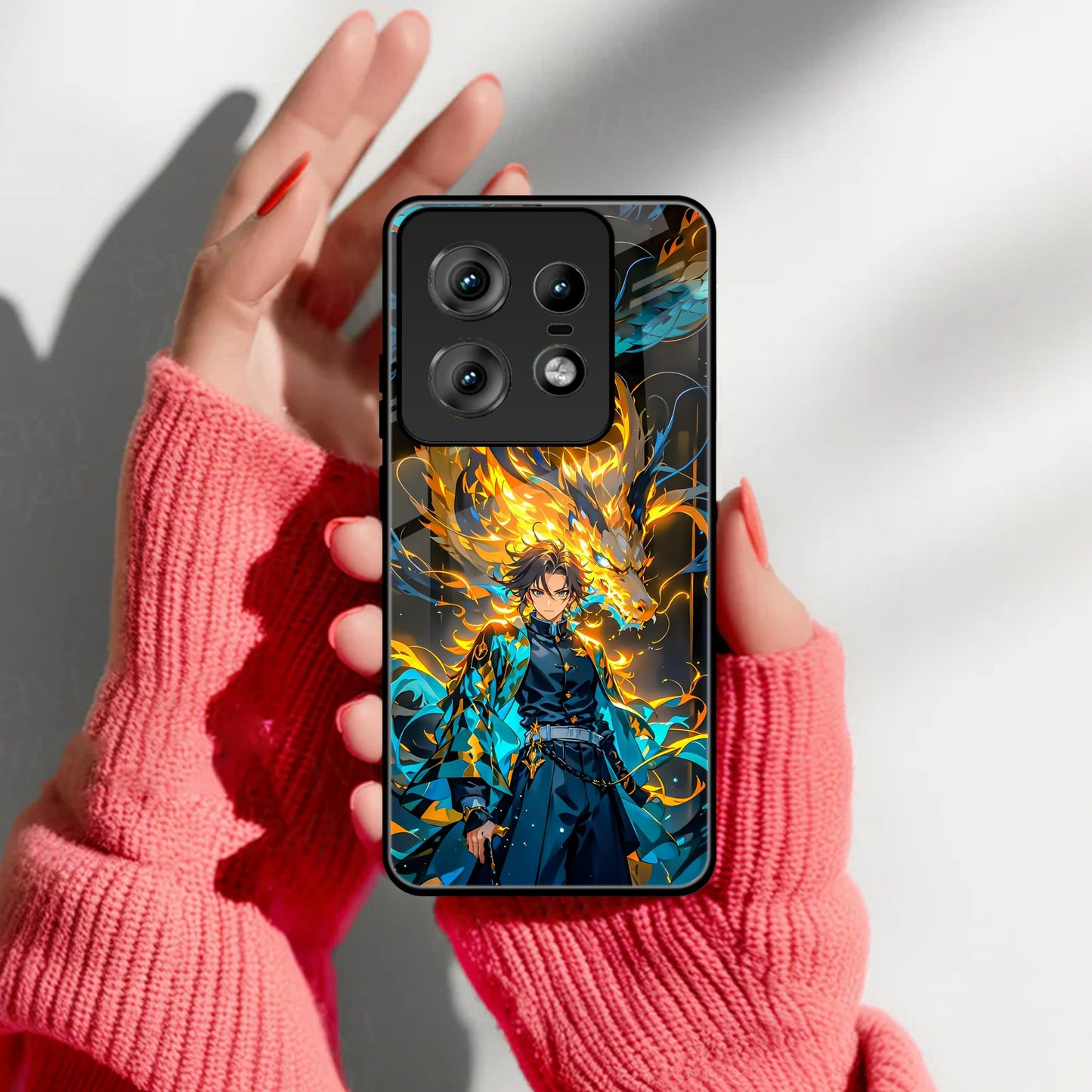 Fire Soul Tanjiro Glass Case Cover For Motorola