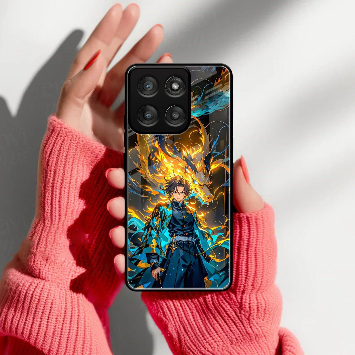 Fire Soul Tanjiro Glass Case Cover For Motorola