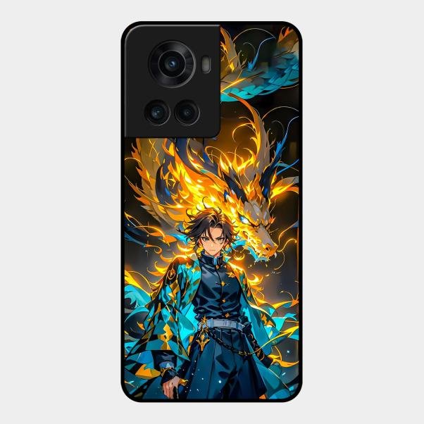 Fire Soul Tanjiro Glass Case Cover For Oneplus 10R 5G