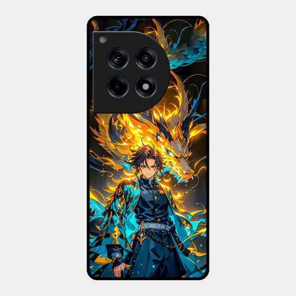 Fire Soul Tanjiro Glass Case Cover For Oneplus 12R 5G