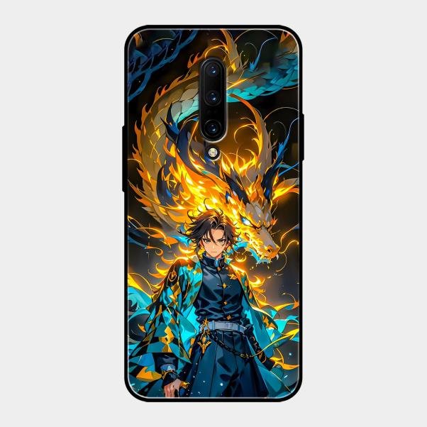 Fire Soul Tanjiro Glass Case Cover For Oneplus 7 Pro