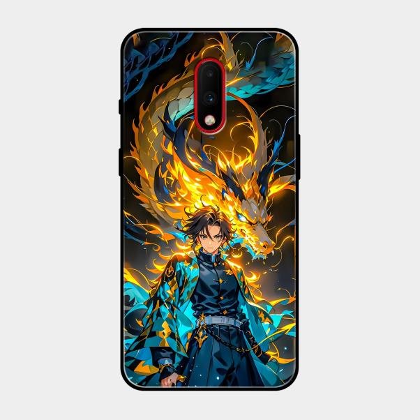 Fire Soul Tanjiro Glass Case Cover For Oneplus 7