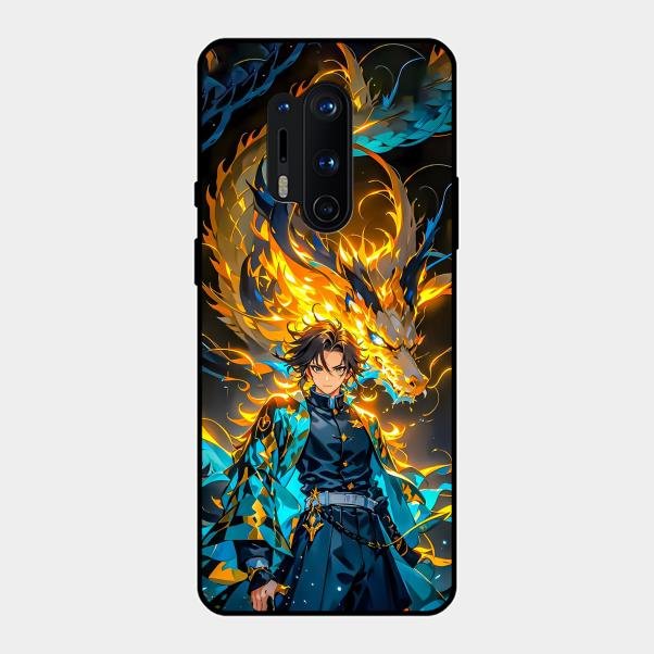 Fire Soul Tanjiro Glass Case Cover For Oneplus 8 Pro