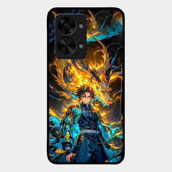 Fire Soul Tanjiro Glass Case Cover For Oneplus Nord 2T 5G