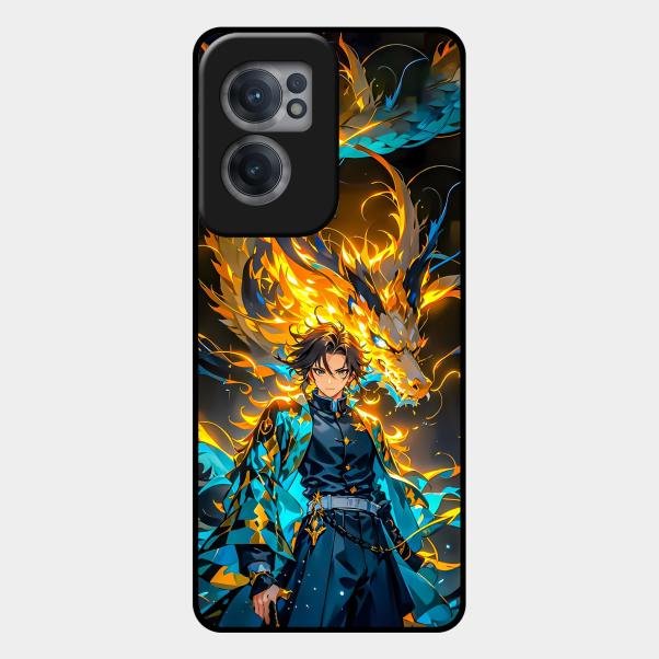 Fire Soul Tanjiro Glass Case Cover For Oneplus Nord Ce 2 5G