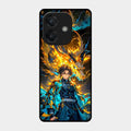 Fire Soul Tanjiro Glass Case Cover For Oppo A3X 5G