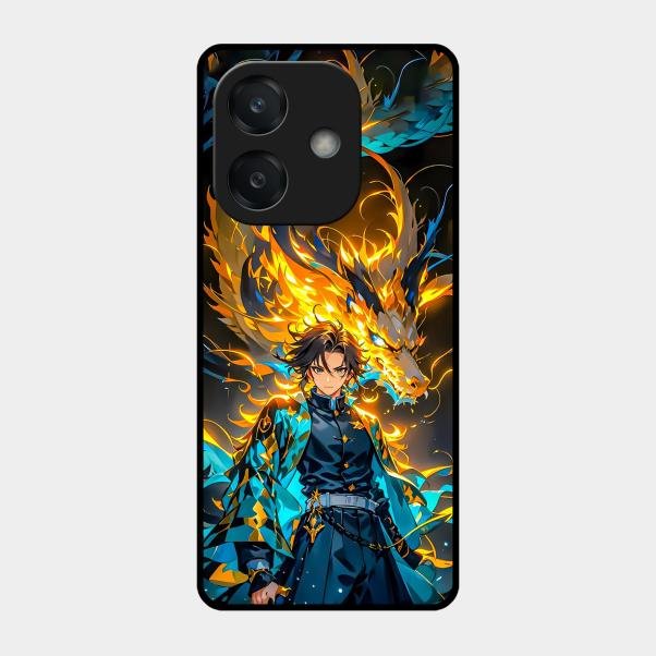 Fire Soul Tanjiro Glass Case Cover For Oppo A3X 5G