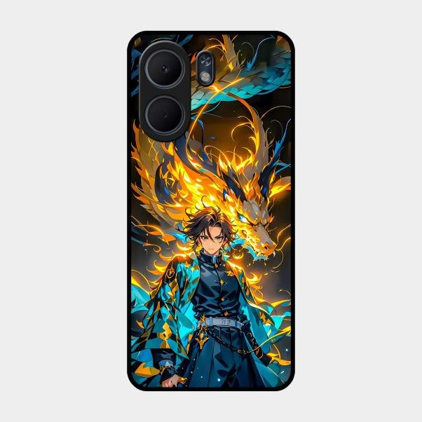 Fire Soul Tanjiro Glass Case Cover For Oppo A5X 4G