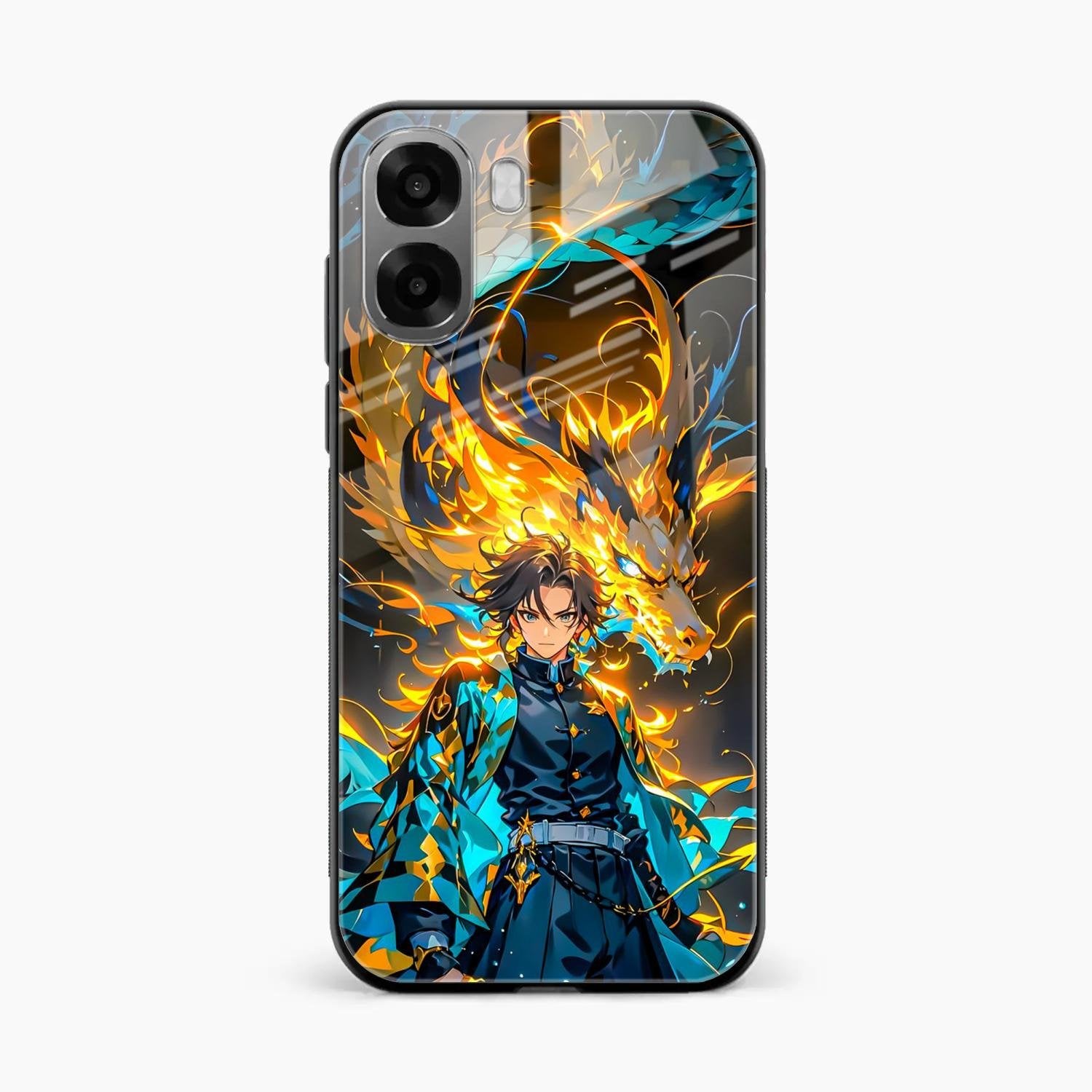 Fire Soul Tanjiro Glass Case Cover For Oppo A6X 5G