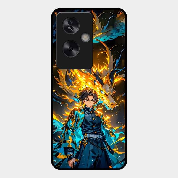 Fire Soul Tanjiro Glass Case Cover For Oppo A79 5G