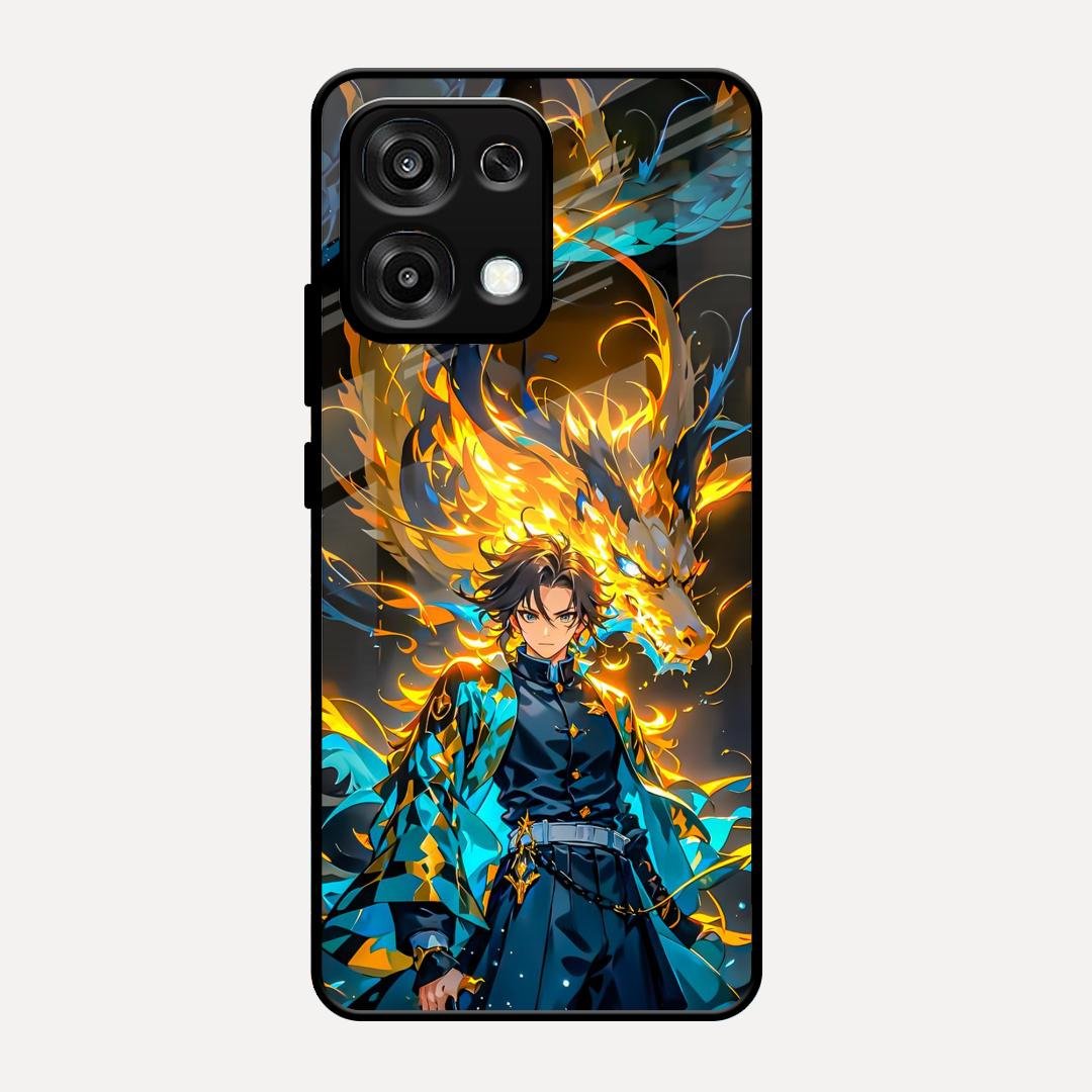 Fire Soul Tanjiro Glass Case Cover For Oppo F31 5G