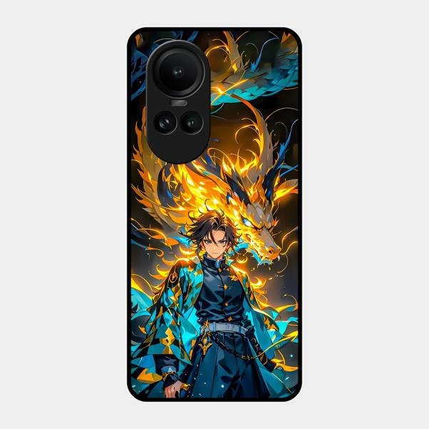 Fire Soul Tanjiro Glass Case Cover For Oppo Reno 10 5G