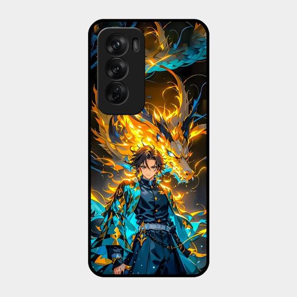 Fire Soul Tanjiro Glass Case Cover For Oppo Reno 12 Pro 5G