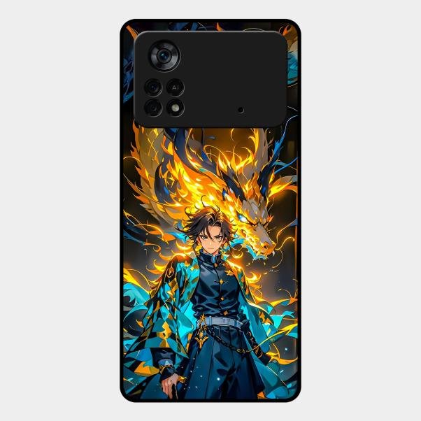 Fire Soul Tanjiro Glass Case Cover For Poco X4 Pro 5G