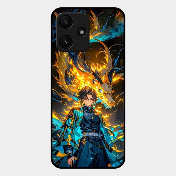 Fire Soul Tanjiro Glass Case Cover For Redmi 12 5G