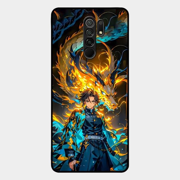 Fire Soul Tanjiro Glass Case Cover For Redmi 9 Prime