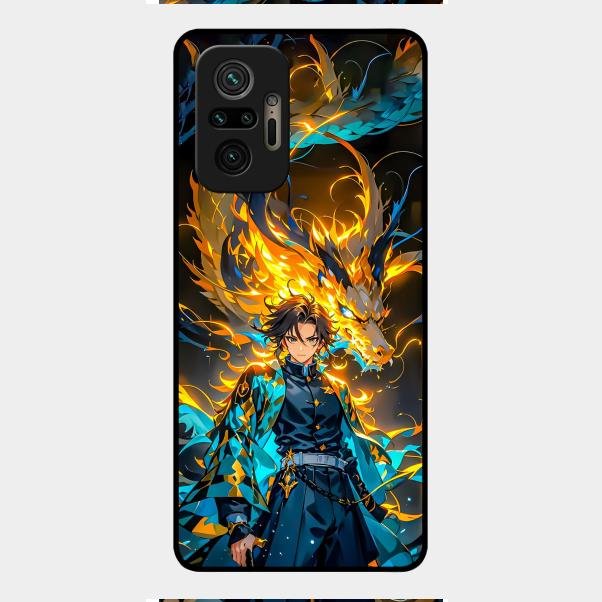 Fire Soul Tanjiro Glass Case Cover For Redmi Note 10 Pro