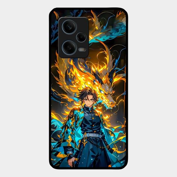 Fire Soul Tanjiro Glass Case Cover For Redmi Note 12 Pro Plus 5G