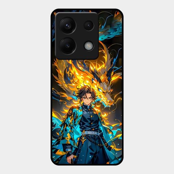 Fire Soul Tanjiro Glass Case Cover For Redmi Note 13 Pro 5G