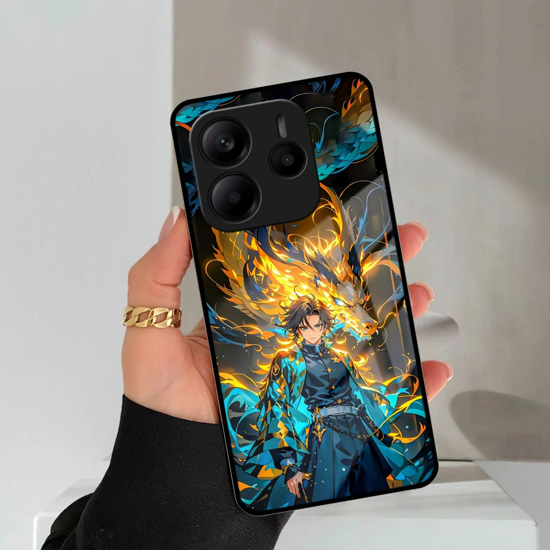 Fire Soul Tanjiro Glass Case Cover For Redmi - ShopOnCliQ