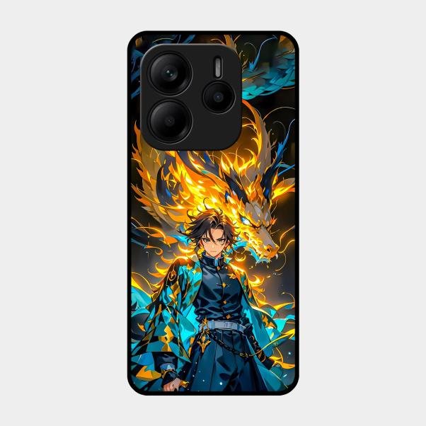 Fire Soul Tanjiro Glass Case Cover For Redmi Note 14 5G