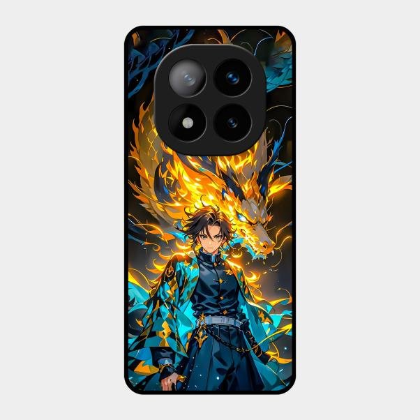 Fire Soul Tanjiro Glass Case Cover For Redmi Note 14 Pro Plus 5G