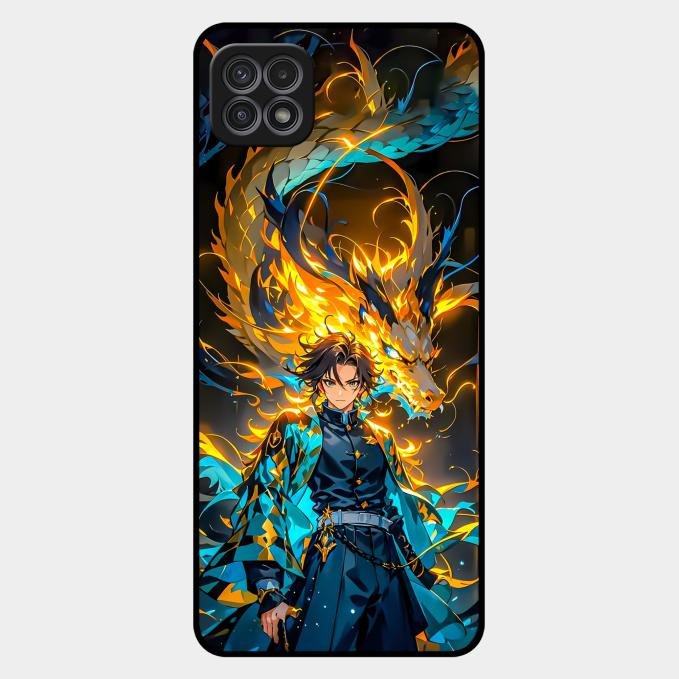Fire Soul Tanjiro Glass Case Cover For Samsung Galaxy F42 5G