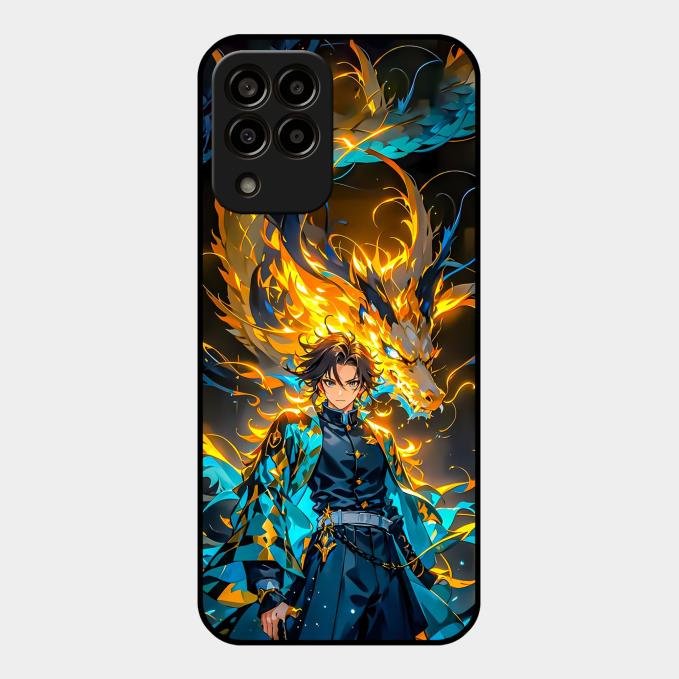 Fire Soul Tanjiro Glass Case Cover For Samsung Galaxy M33 5G