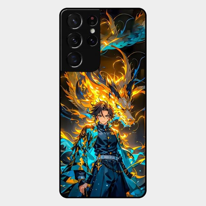 Fire Soul Tanjiro Glass Case Cover For Samsung Galaxy S21 Ultra