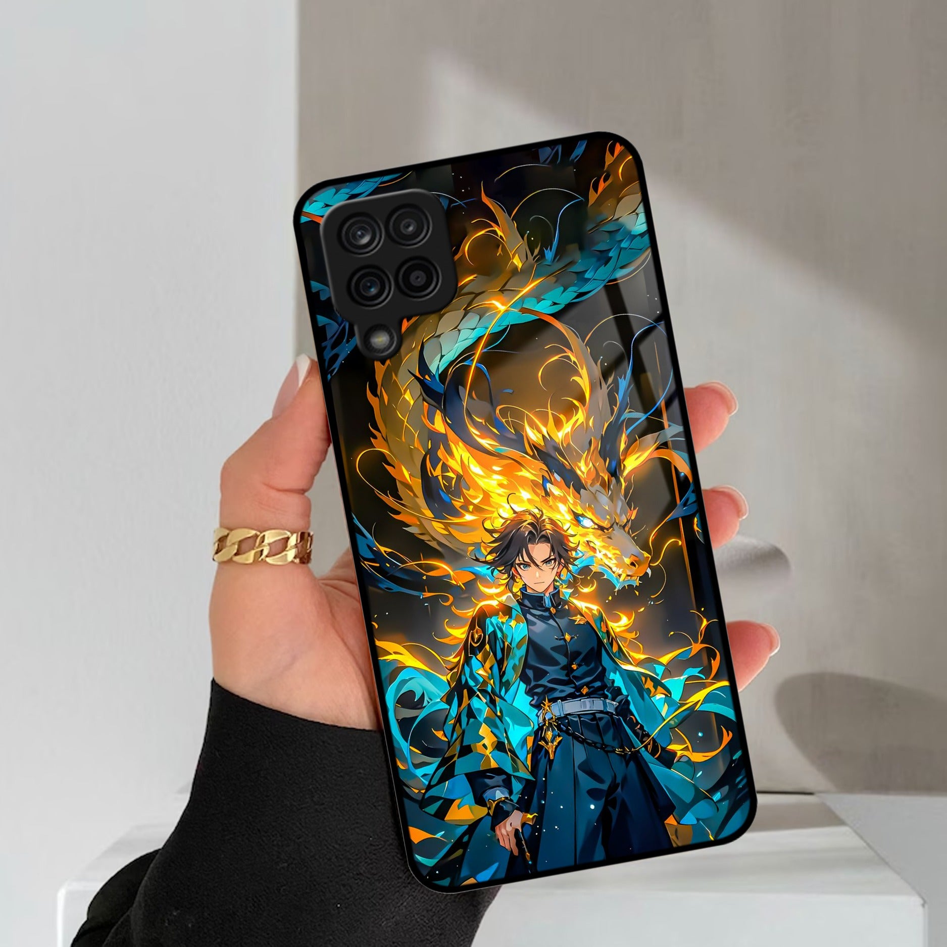 Fire Soul Tanjiro Glass Case Cover For Samsung Galaxy M42 5G