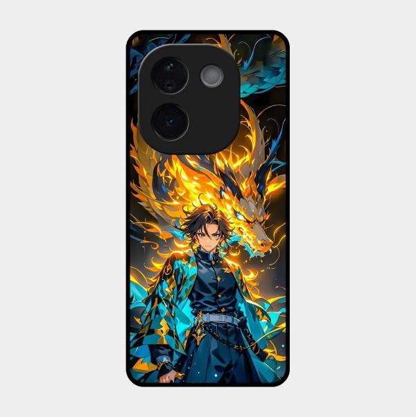 Fire Soul Tanjiro Glass Case Cover For Vivo T3 Pro 5G