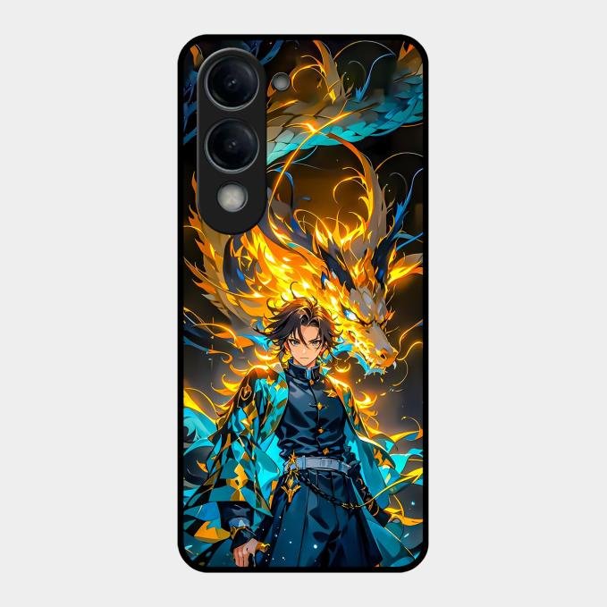 Fire Soul Tanjiro Glass Case Cover For Vivo T4 Lite 5G