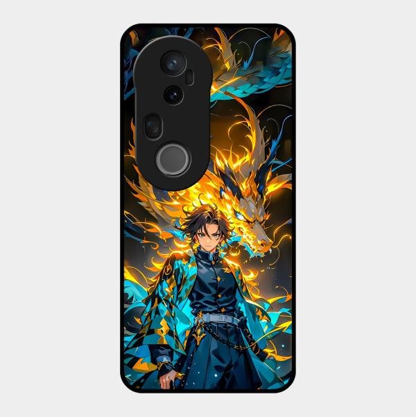 Fire Soul Tanjiro Glass Case Cover For Vivo T4 Ultra 5G