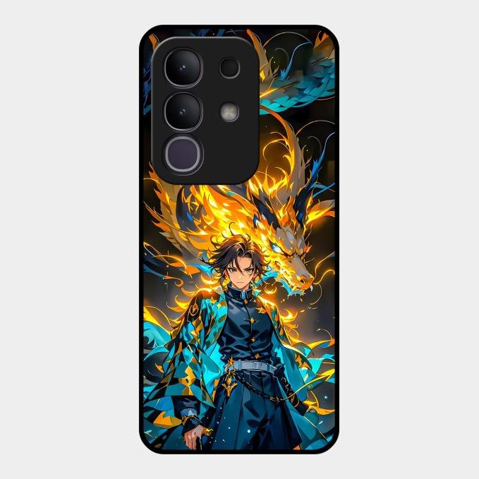 Fire Soul Tanjiro Glass Case Cover For Vivo T4X 5G