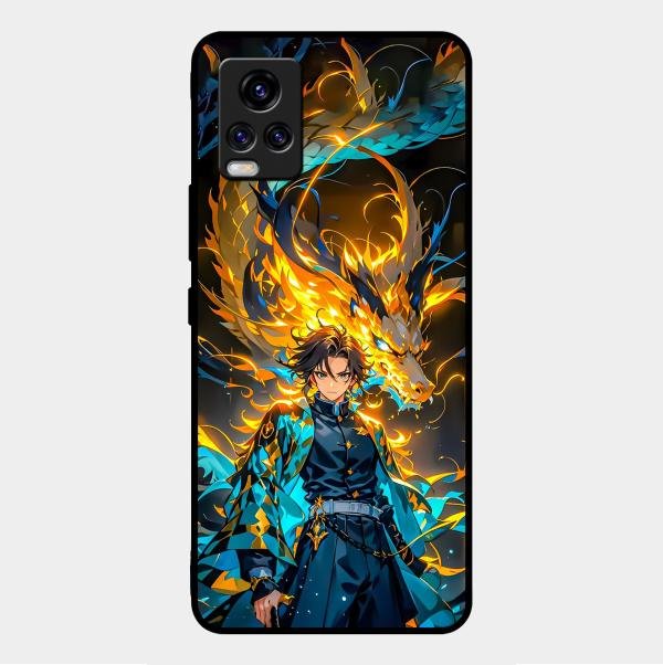 Fire Soul Tanjiro Glass Case Cover For Vivo V20 Pro 5G