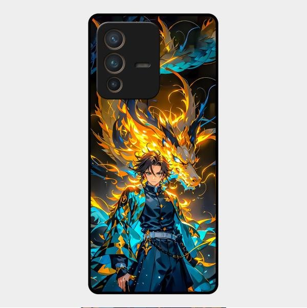 Fire Soul Tanjiro Glass Case Cover For Vivo V23 Pro 5G