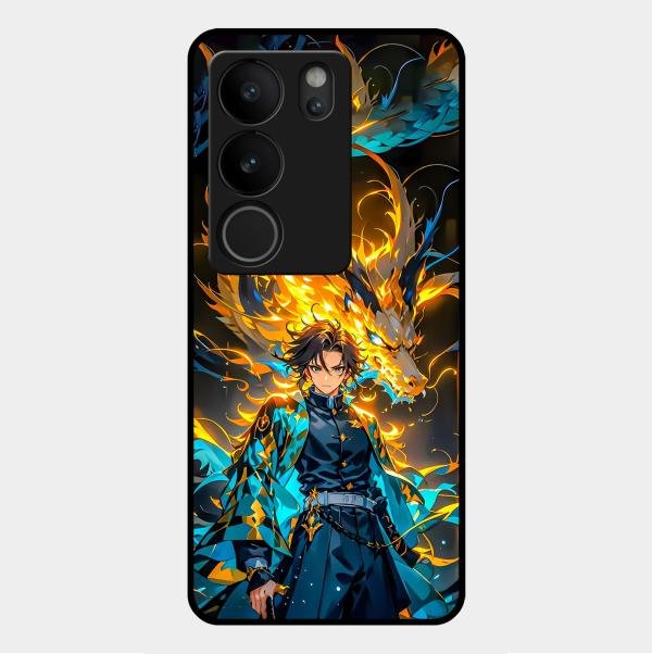 Fire Soul Tanjiro Glass Case Cover For Vivo V29 Pro 5G