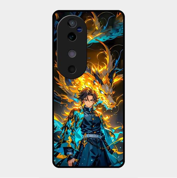 Fire Soul Tanjiro Glass Case Cover For Vivo V40 5G