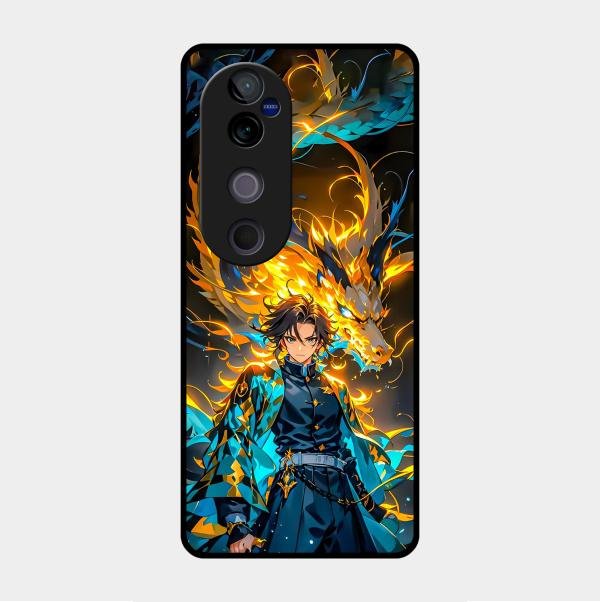 Fire Soul Tanjiro Glass Case Cover For Vivo V40 Pro 5G