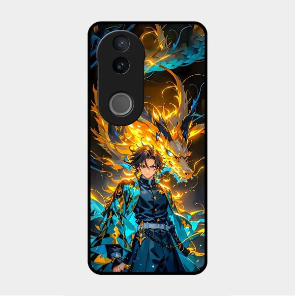 Fire Soul Tanjiro Glass Case Cover For Vivo V50 5G