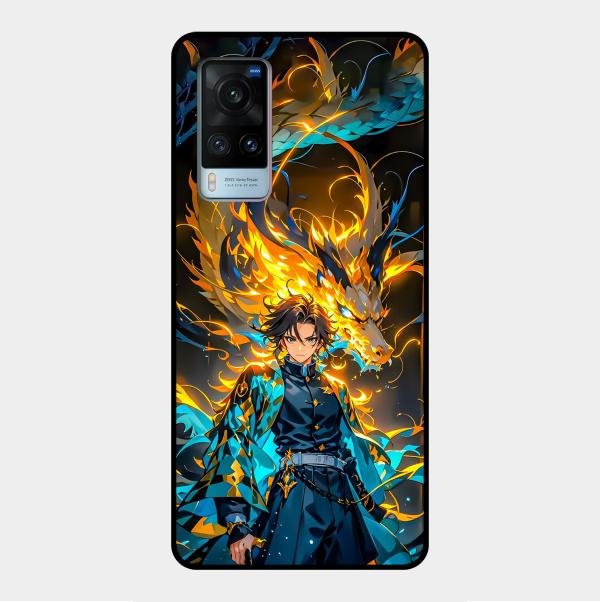 Fire Soul Tanjiro Glass Case Cover For Vivo X60 5G