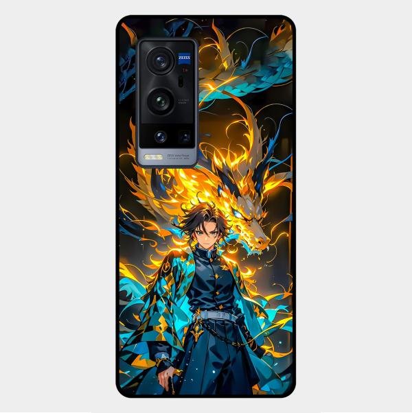 Fire Soul Tanjiro Glass Case Cover For Vivo X60 Pro Plus 5G