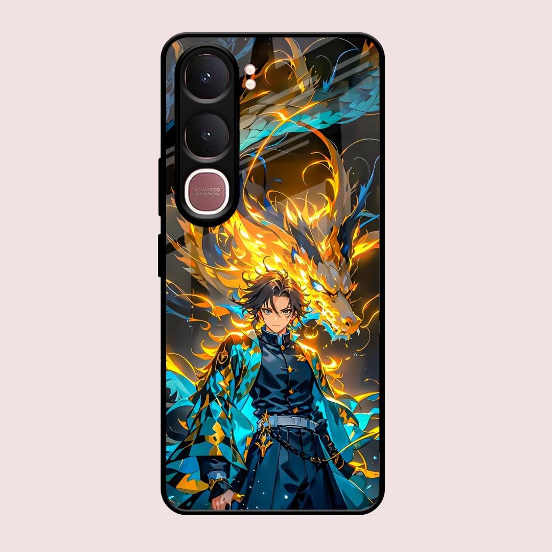 Fire Soul Tanjiro Glass Case Cover For Vivo Y31 5G