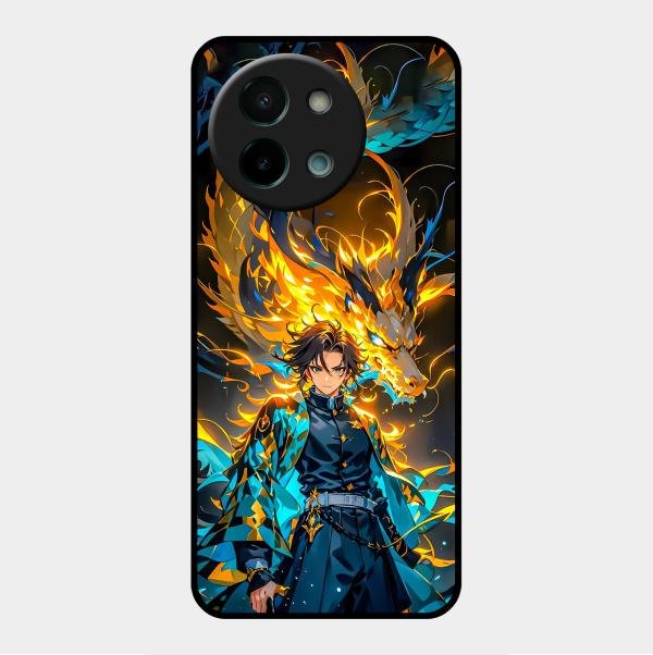 Fire Soul Tanjiro Glass Case Cover For Vivo Y58 5G
